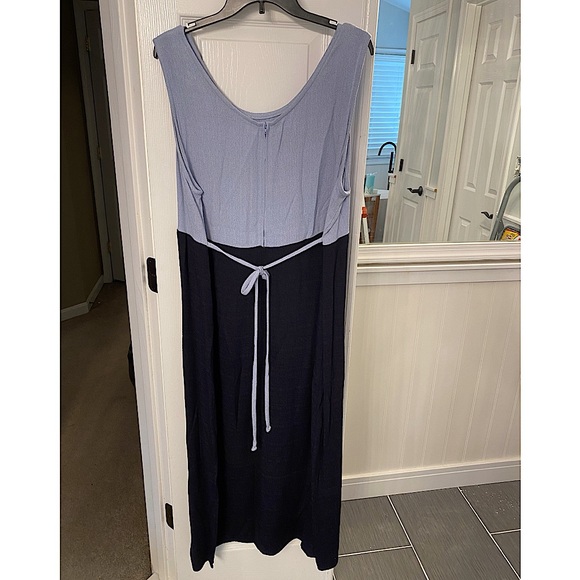 2 piece light blue and black jacket dress with short sleeve jacket. - Picture 3 of 5